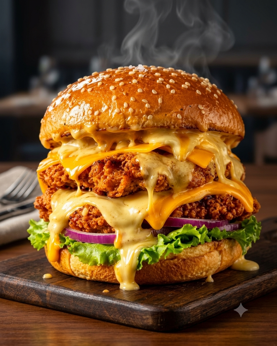 CHEESE KFC TYPE CHICKEN BURGER 
